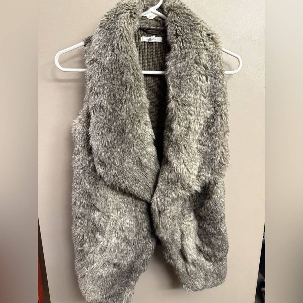 Maurices Gray Faux Fur Vest
